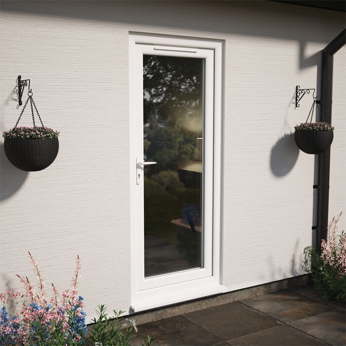 Crystal uPVC Right Hand External Patio Door with 1 Clear Double Glazed Light - White