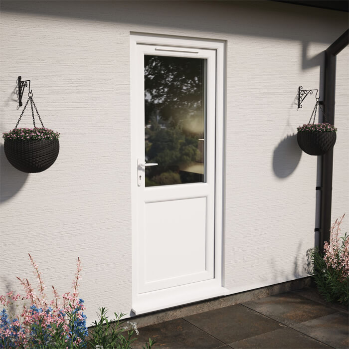 Crystal uPVC Right Hand External Patio Door with 1 Panel and 1 Clear Double Glazed Light - White