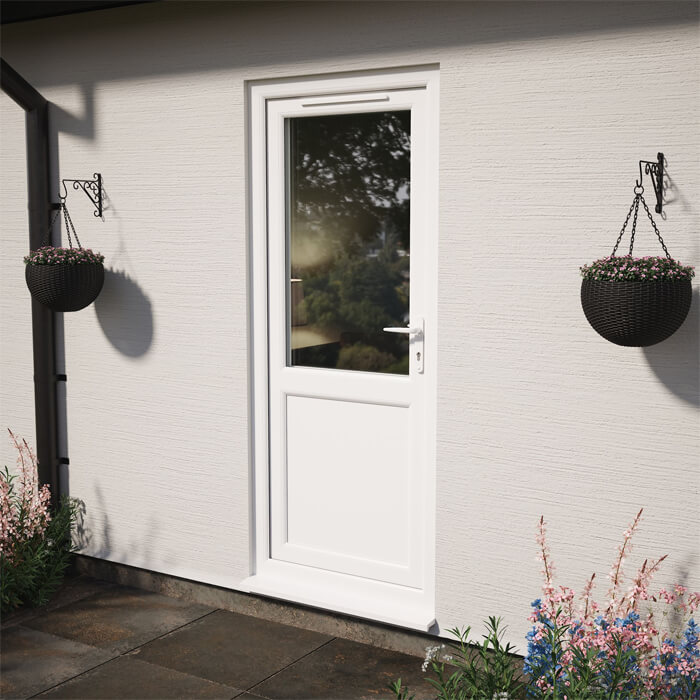 Crystal uPVC Left Hand External Patio Door with 1 Panel and 1 Clear Double Glazed Light - White