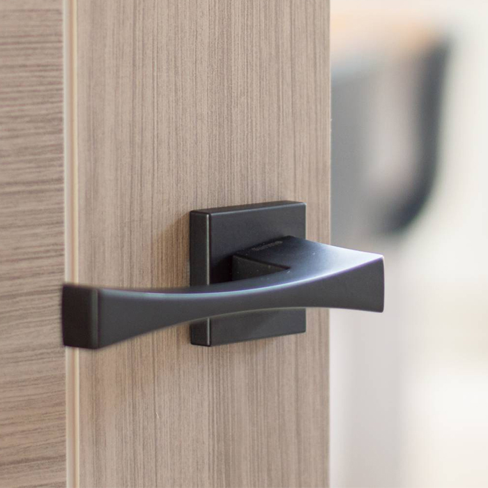 Atlantic Forme Artemide Lever Door Handle On Minimal Square Rose - Matt Black