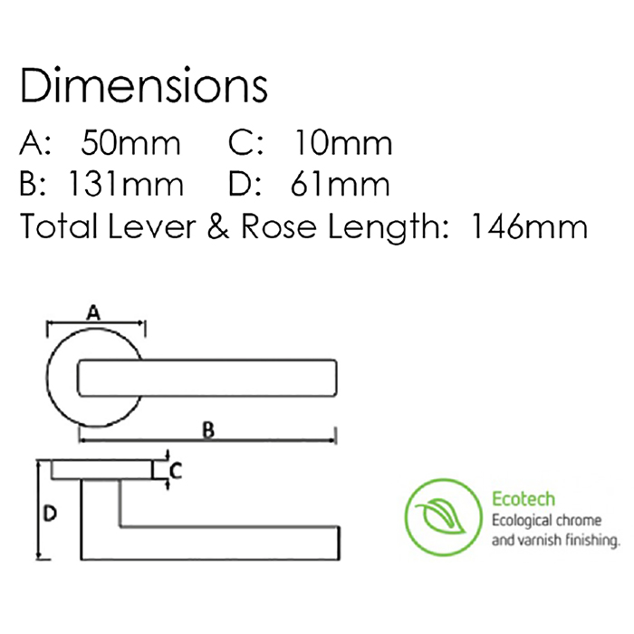 Atlantic Forme Monza Lever Door Handle on Minimal Round Rose - Polished Chrome