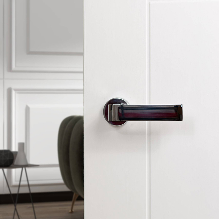 Atlantic Forme Monza Lever Door Handle on Minimal Round Rose - Polished Chrome