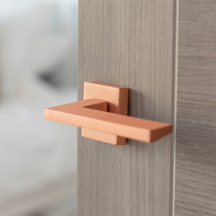 Atlantic Forme Lorena Lever Door Handle On Minimal Square Rose - Urban Satin Copper