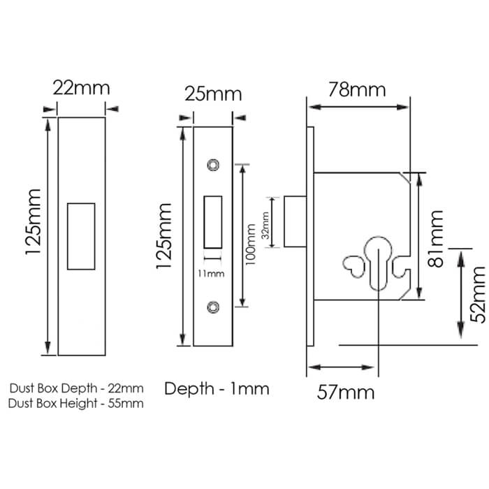 Atlantic Elite 3 Inch British Standard Euro Deadlock