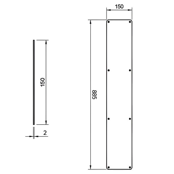 Atlantic Radius Corner Pre-Drilled Satin Stainless Steel Kick Plate