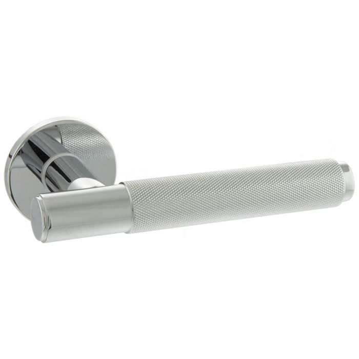 Atlantic Millhouse Brass Crompton Knurled Lever Door Handle On 5mm Slimline Round Rose