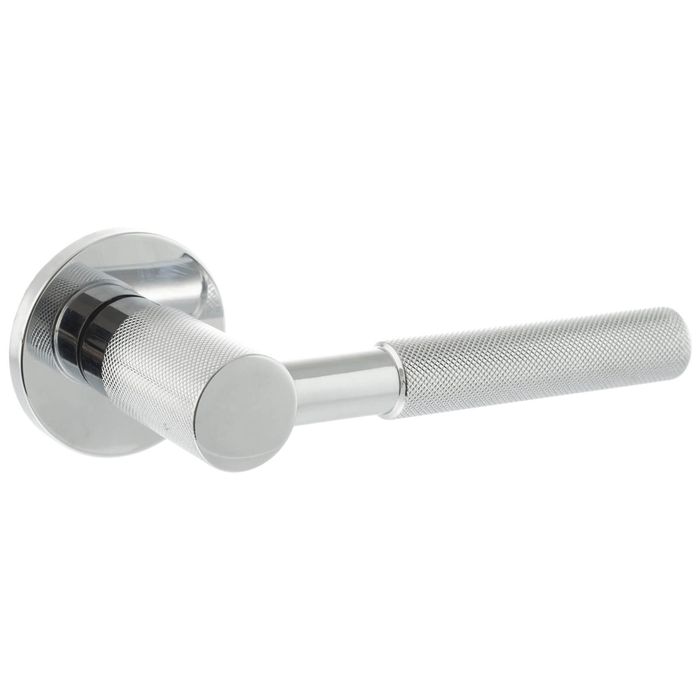 Atlantic Millhouse Brass Mason Knurled Lever Door Handle on 5mm Slimline Round Rose