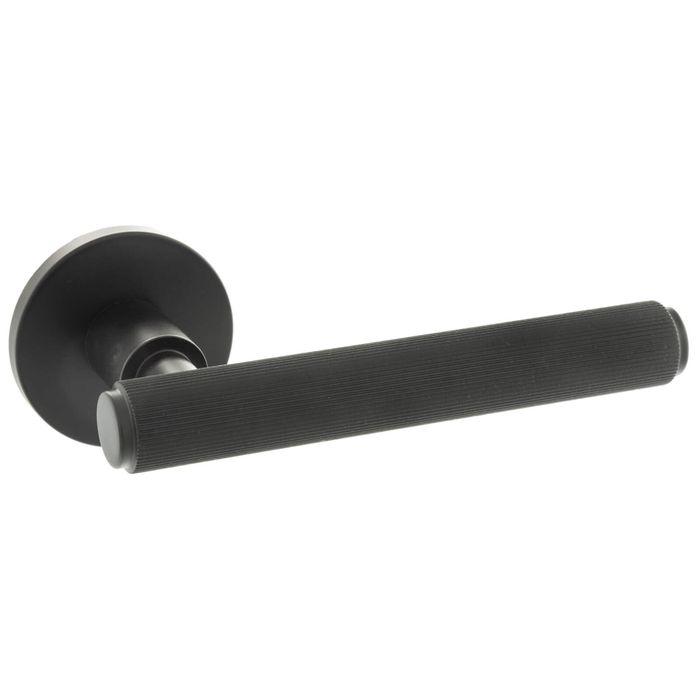 Atlantic Millhouse Brass Stephenson Knurled Lever Door Handle On 5mm Slimline Round Rose