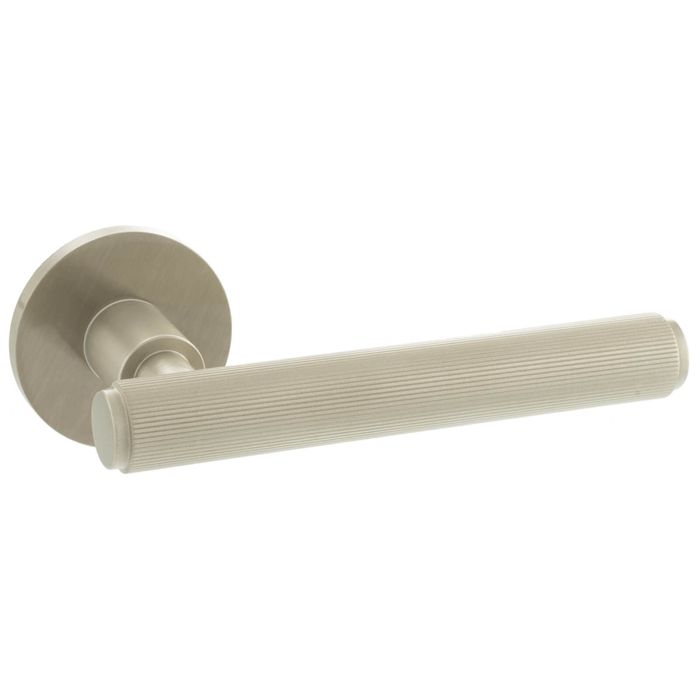 Atlantic Millhouse Brass Stephenson Knurled Lever Door Handle On 5mm Slimline Round Rose