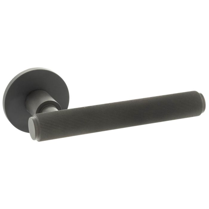 Atlantic Millhouse Brass Stephenson Knurled Lever Door Handle On 5mm Slimline Round Rose