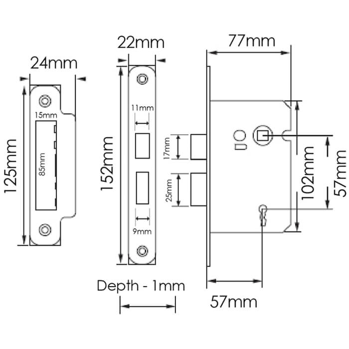 Atlantic Elite CE Certifire 3 Lever Key Sashlock 3 Inch