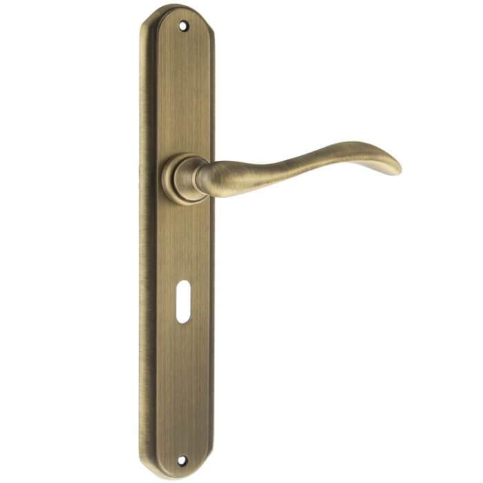 Atlantic Forme Valence Solid Brass Key Lever Door Handle On Backplate