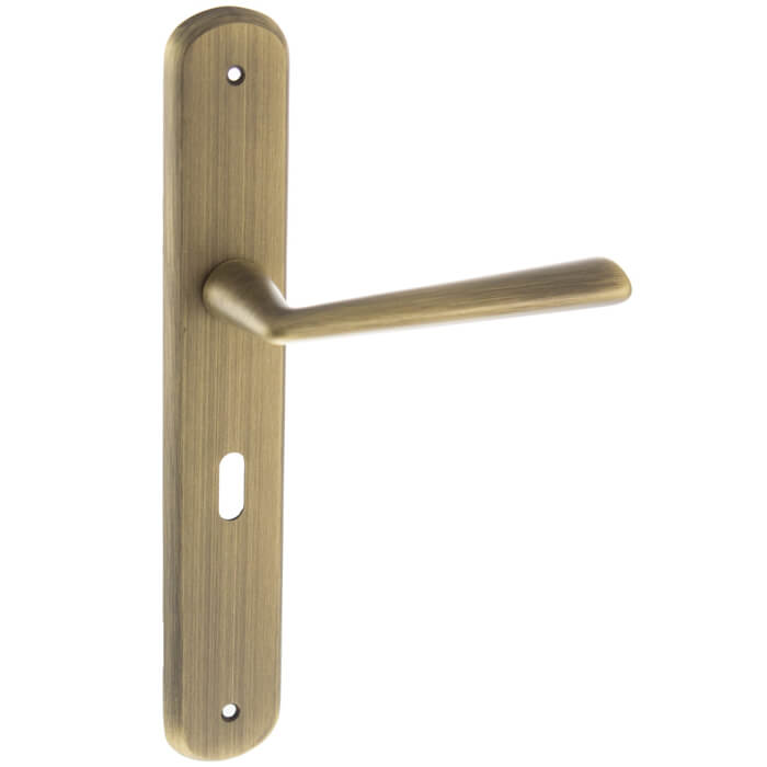 Atlantic Forme Brigette Solid Brass Key Lever Door Handle On Backplate