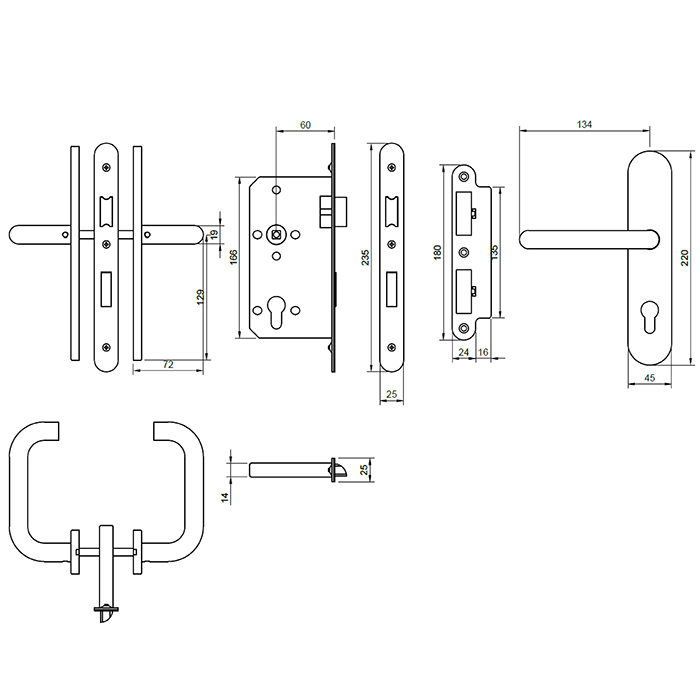 Atlantic DIN Radius Euro Profile Escape Sashlock Double Throw With RTD Lever