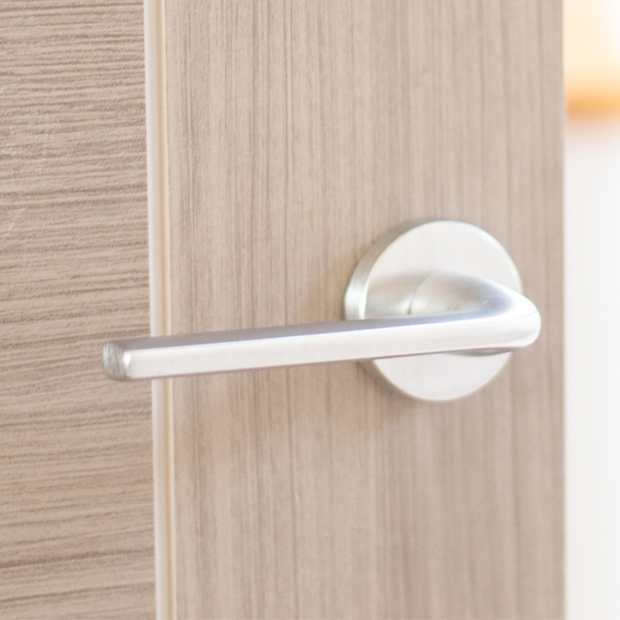 Atlantic Forme Milly Lever Door Handle on Minimal Round Rose