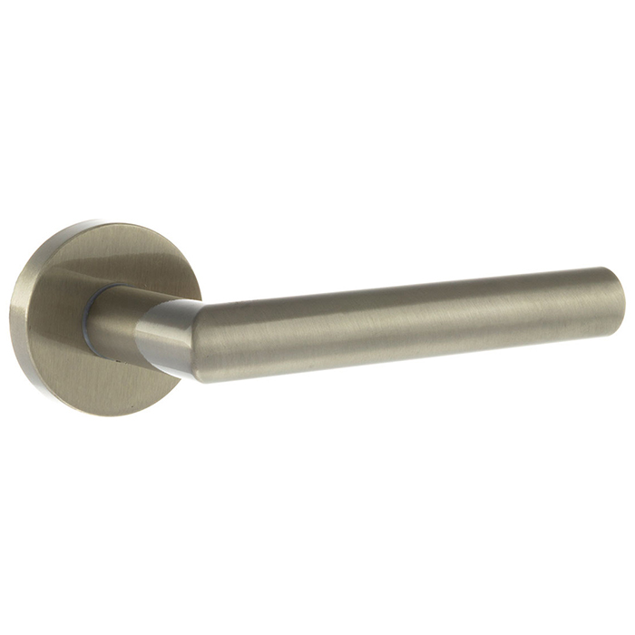 Atlantic Forme Elle Lever Door Handle on Minimal Round Rose