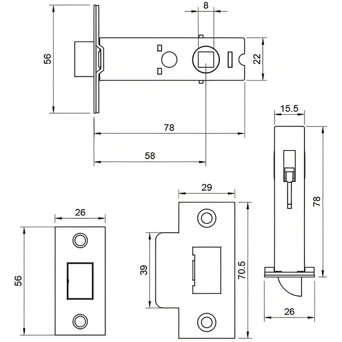 Atlantic 3 Inch Heavy Duty Double Sprung Bolt Through Tubular Latch