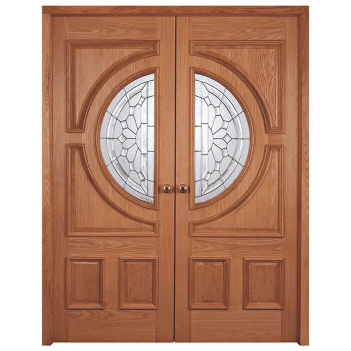 Joseph Miles Princely RM1S Oak 4-Panels 2-Lights External Rebated Glazed Door Pair