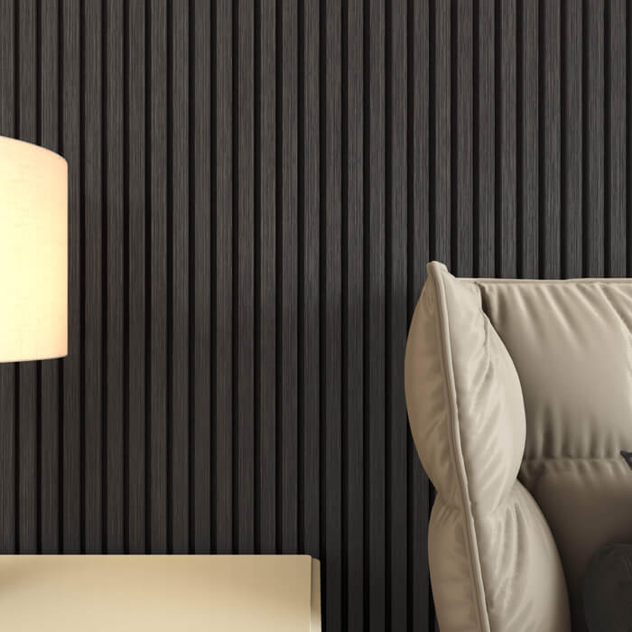 Joseph Miles Acoustic Dark Grey Oak 2400 x 600 x 21mm Wooden Slat Panel