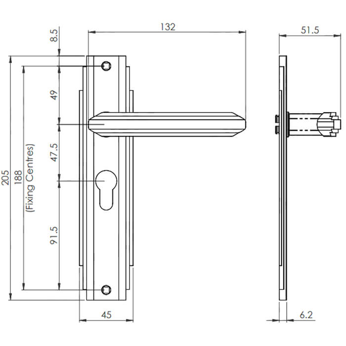 Carlisle Brass Art Deco Euro Profile Lever Handle On Backplate