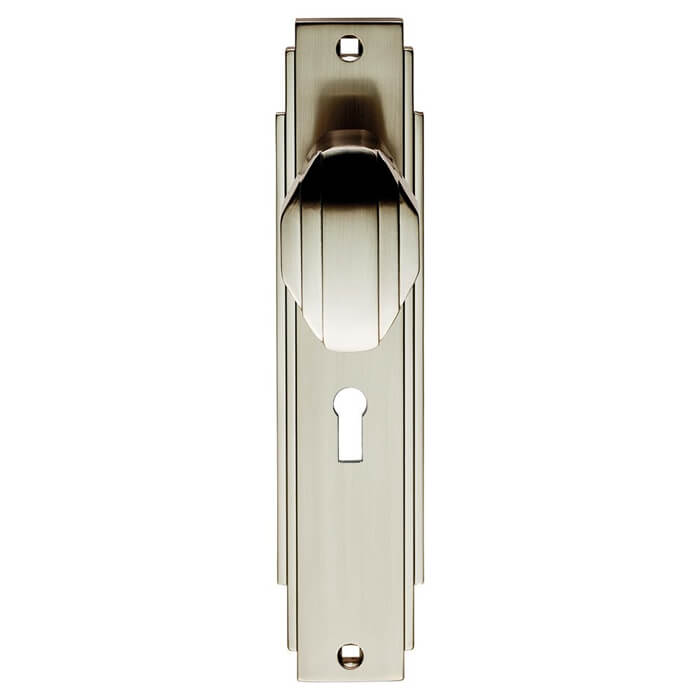 Carlisle Brass Art Deco Knob with Keyhole On Backplate