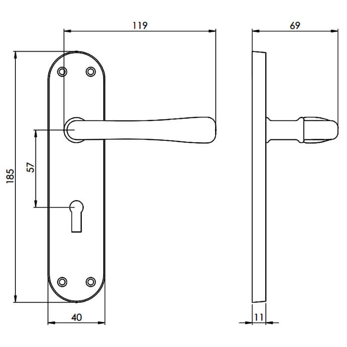 Carlisle Brass Ibra Lever On Backplate with Keyhole