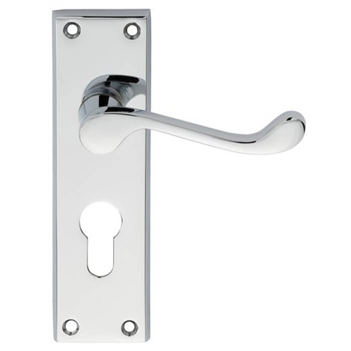 Carlisle Brass Contract Victorian Scroll Euro Profile Lever Door Handle On Backplate