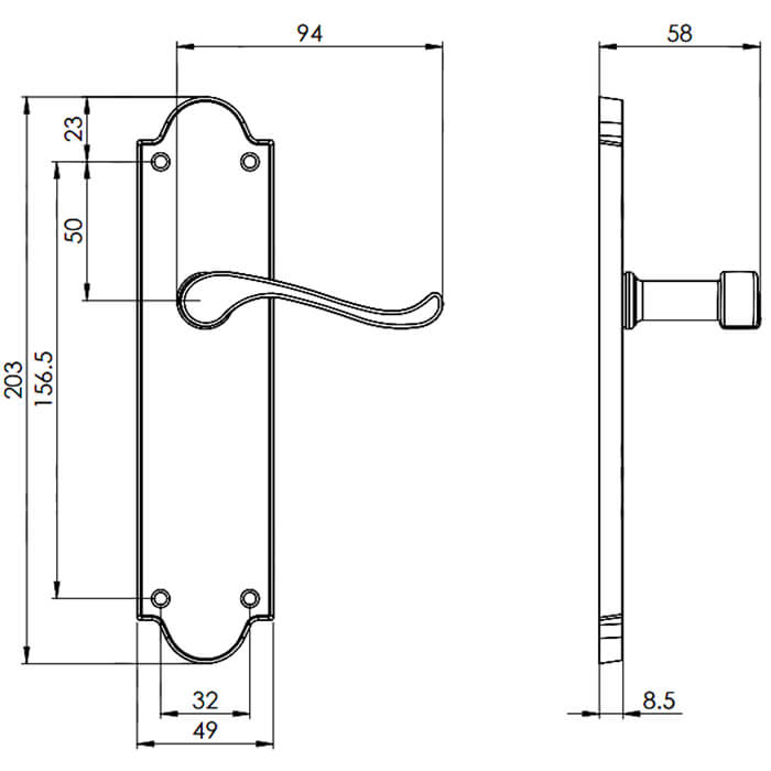 Carlisle Brass Contract Victorian Scroll Lever Handle For Bathroom Furniture
