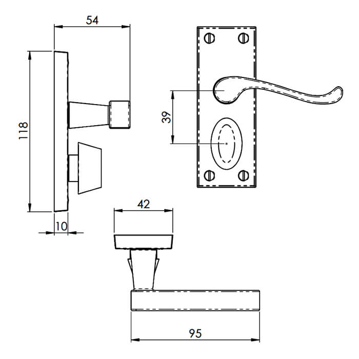 Carlisle Brass Contract Victorian Scroll WC Lever Door Handle - Privacy