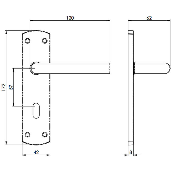 Carlisle Brass Eurospec Residential Mitred Lock Profile with Lever Handle On Backplate