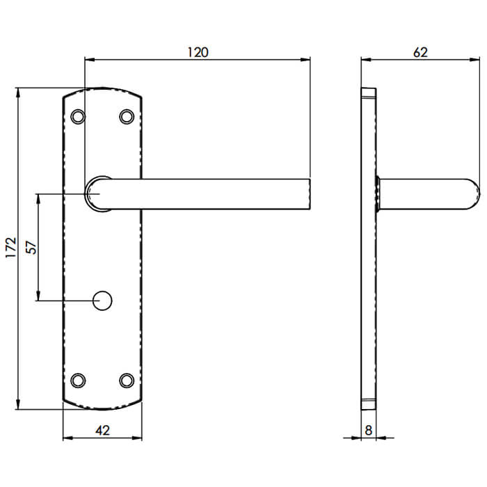 Carlisle Brass Eurospec Residential Mitred Lever Handle For Bathroom Furniture