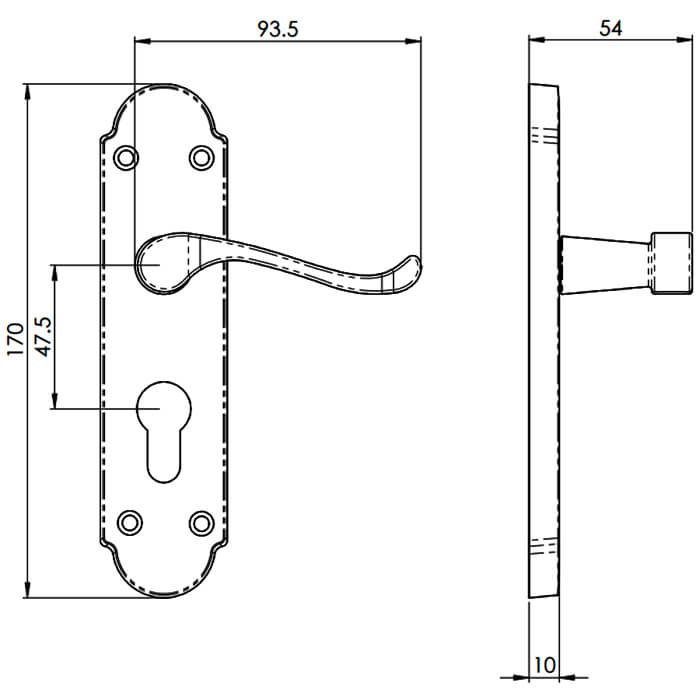 Carlisle Brass Oakley Lever Handle with Euro Profile On Backplate