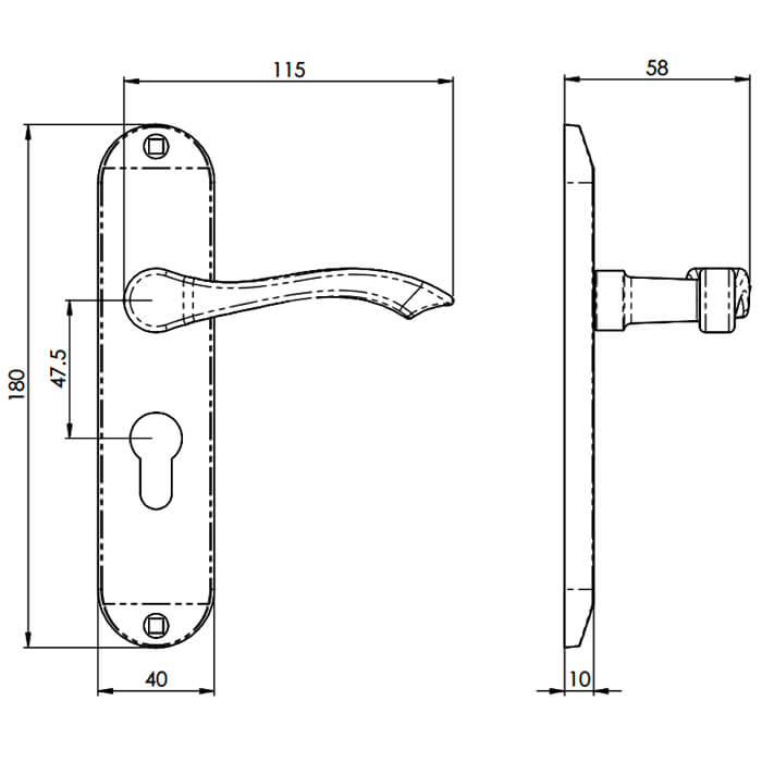 Carlisle Brass Andros Lever Handle with Euro Profile On Backplate