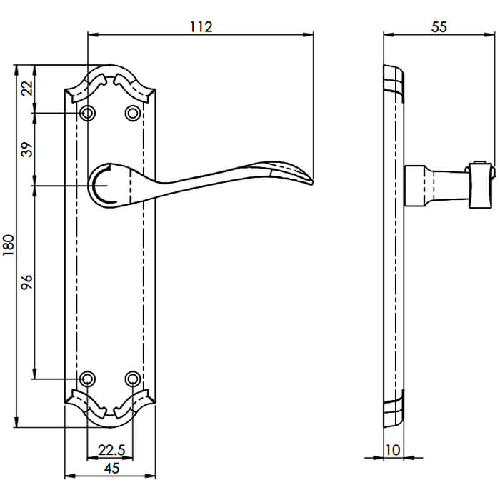 Carlisle Brass Madrid Traditional Latch Lever Door Handle On Backplate