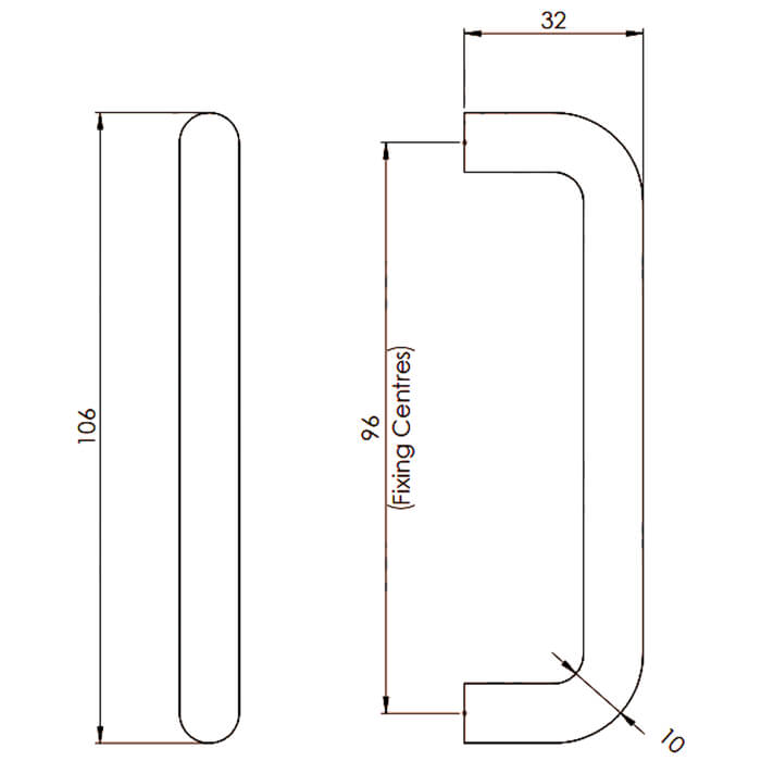 Carlisle Brass Eurospec Cabinet Round Bar D Pull Handle