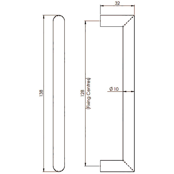 Carlisle Brass Eurospec Stainless Steel Solid Mitred Pull Handle