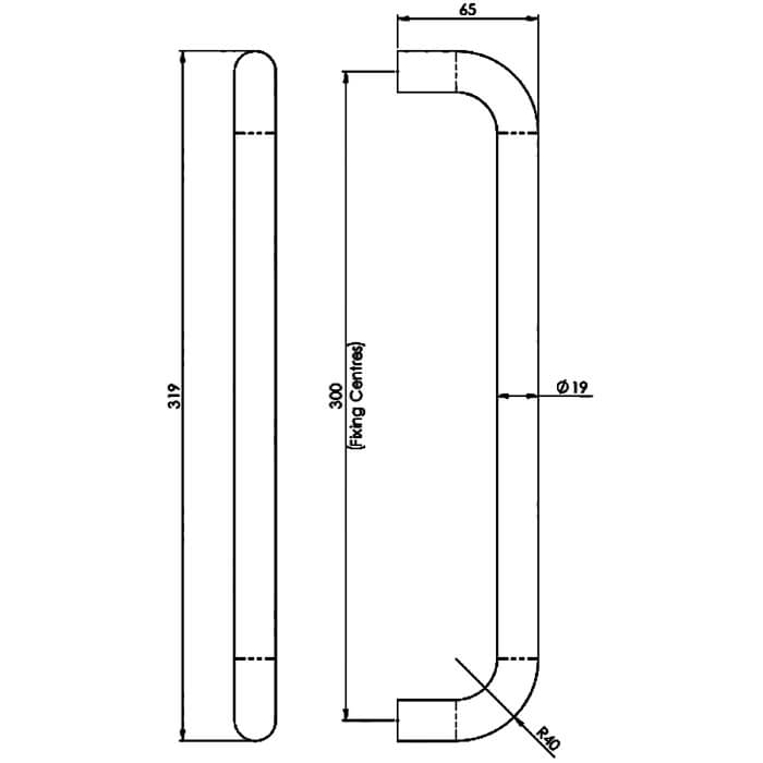 Carlisle Brass Eurospec Round Bar D-Shaped Pull Handle - 319mm