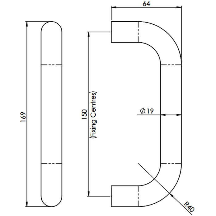 Carlisle Brass Eurospec Round Bar D-Shaped Pull Handle