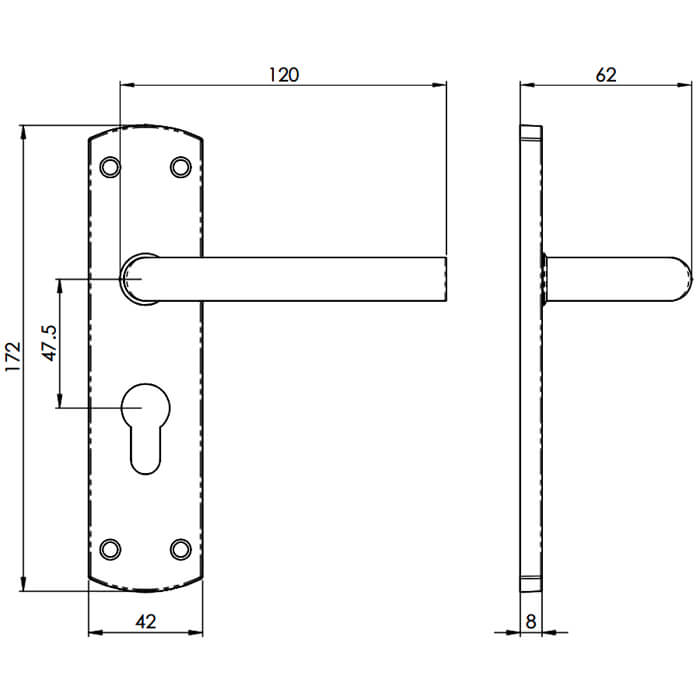 Carlisle Brass Eurospec Residential Mitred Euro Profile Lock with Lever Handle On Backplate