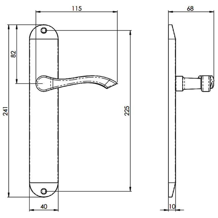Carlisle Brass Madrid Latch Lever Door Handle On Backplate - 241 x 40mm