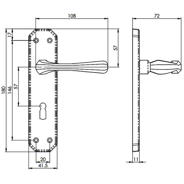 Carlisle Brass Eden Lock Profile Lever Door Handle On Backplate