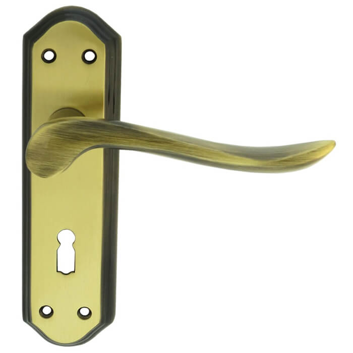 Carlisle Brass Lytham Lock Profile Lever Door Handle On Backplate - 180 x 48mm