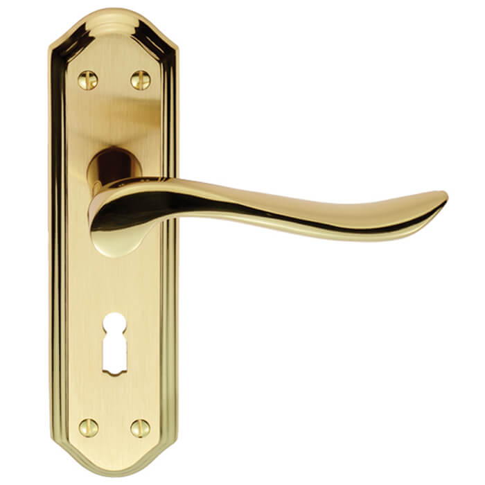 Carlisle Brass Lytham Lock Profile Lever Door Handle On Backplate - 180 x 48mm