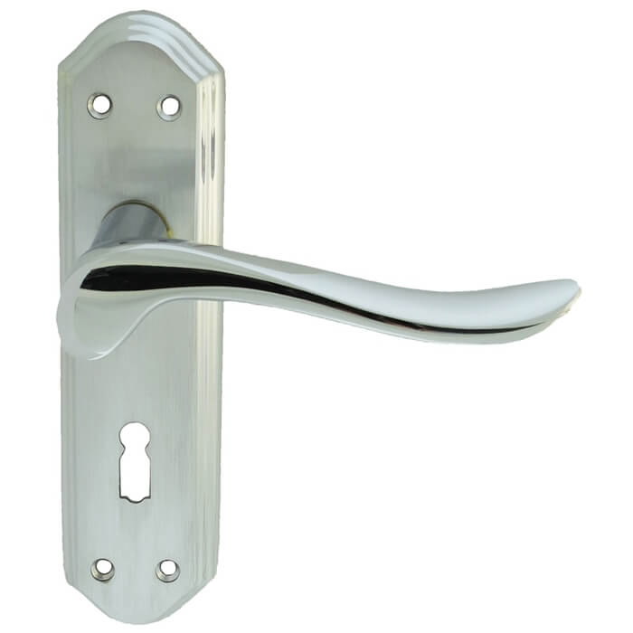 Carlisle Brass Lytham Lock Profile Lever Door Handle On Backplate - 180 x 48mm
