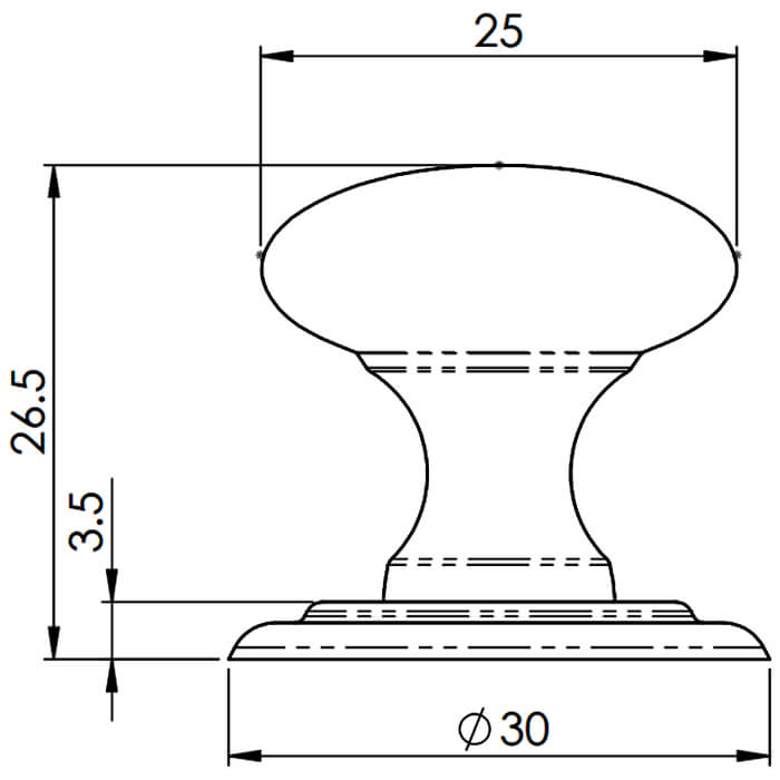 Carlisle Brass Victorian Round Polished Chrome Knob - 30mm Diameter