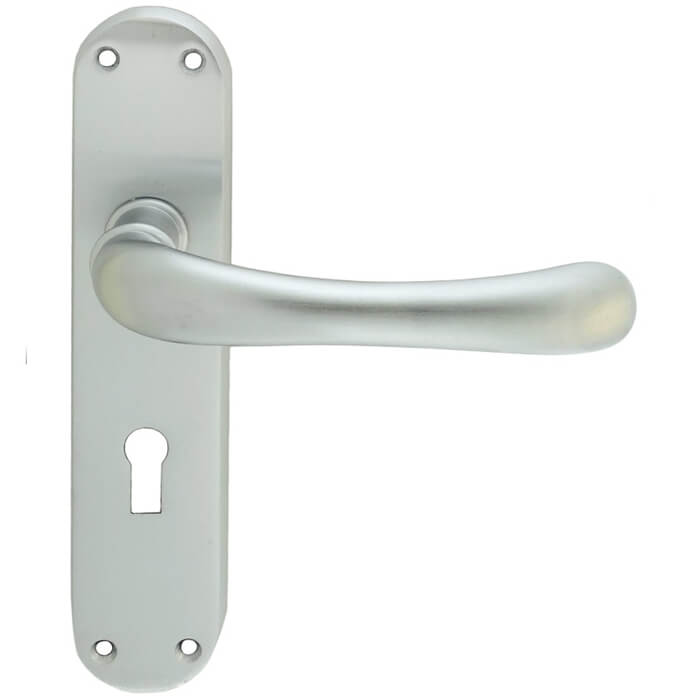 Carlisle Brass Ibra Rounded Lever Handle with Lock Profile on Backplate