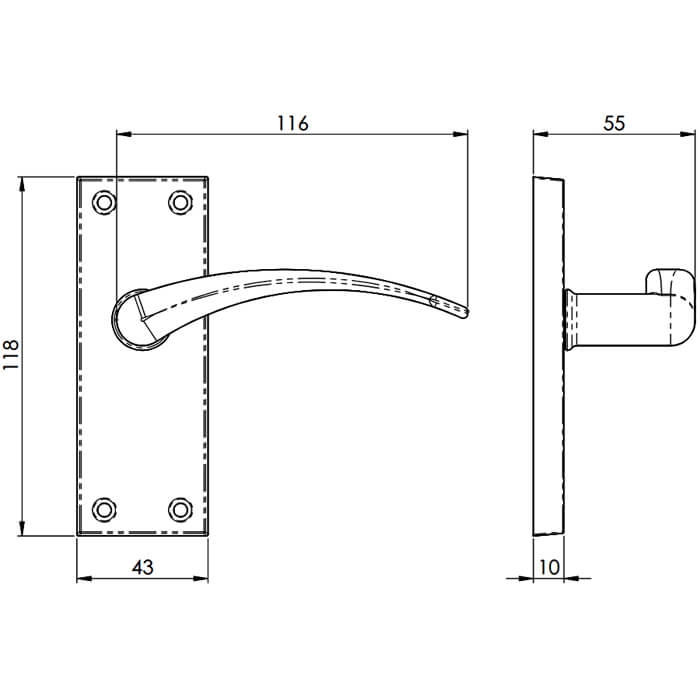 Carlisle Brass Wing Lever on Short Latch Backplate
