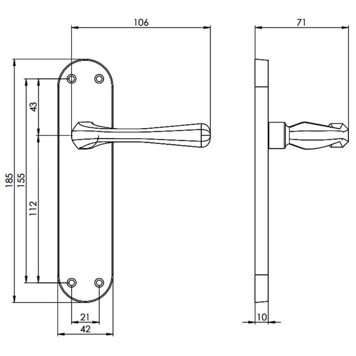 Carlisle Brass Astro 185 x 40mm Lever on Latch Backplate