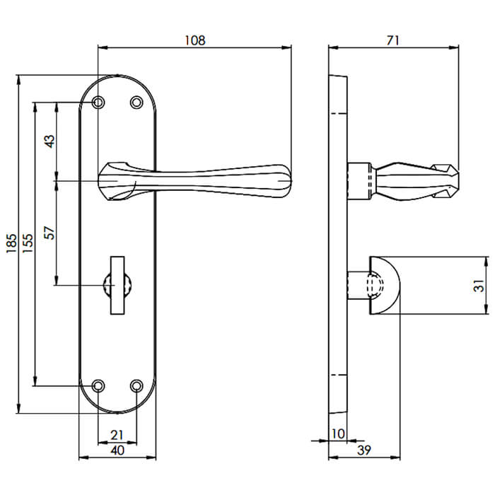 Carlisle Brass Astro Lever Handle With Turn and Release on Backplate