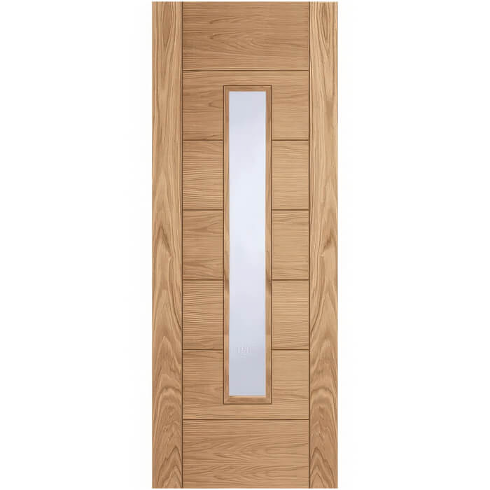 Joseph Miles Corsica 18G Pre-Finished Oak 7-Panels 1-Light Internal Glazed Fire Door